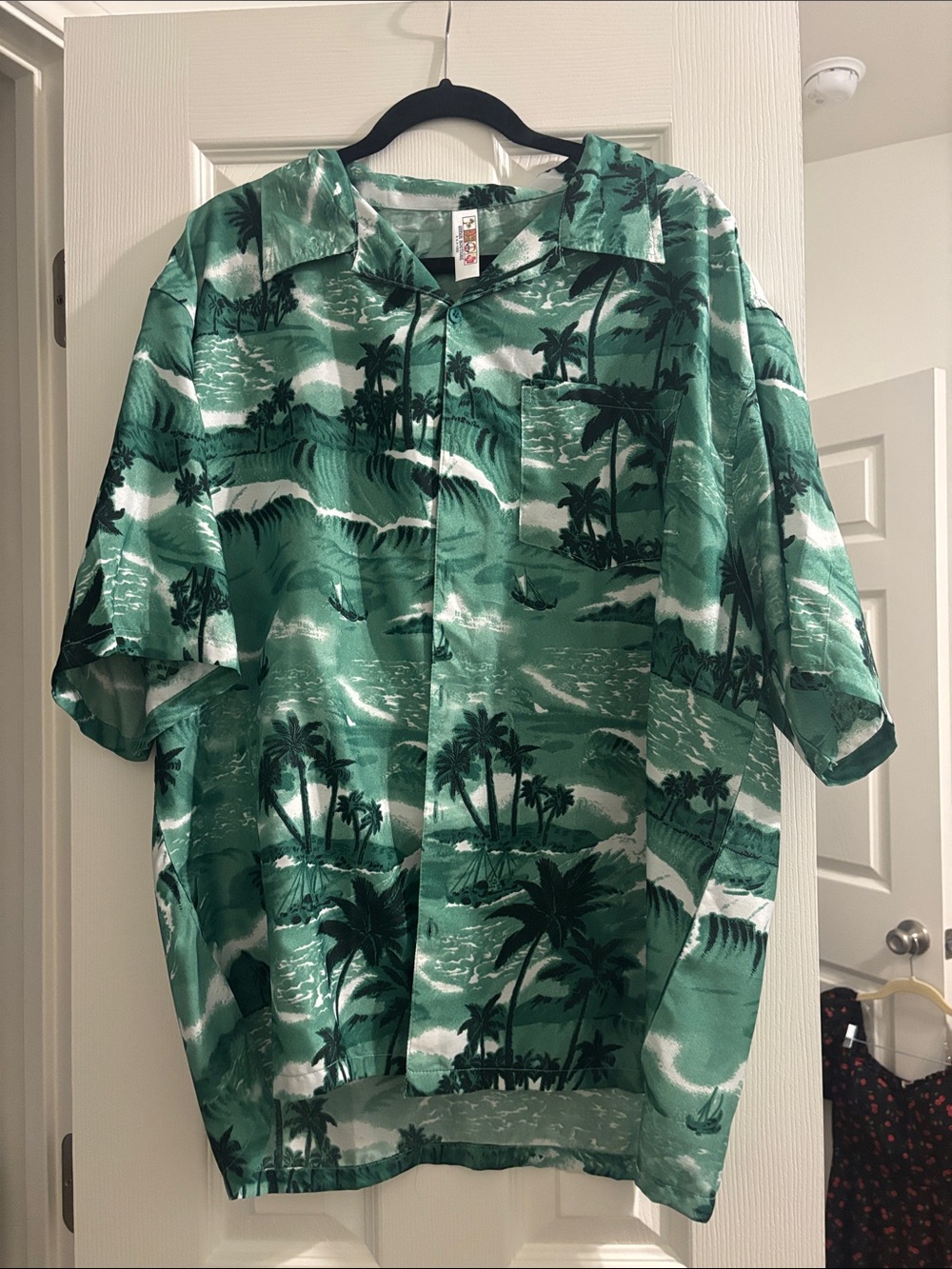 India Boutique Green Tropical Print Short-Sleeve Shirt Jacket